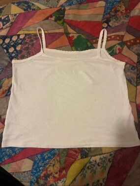 Calvin Klein White Lace-Trim Camisole Tank